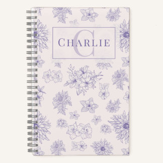 Cuaderno Monograma Botánico Personalizado Mascota Espiral P
