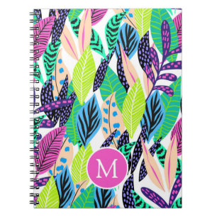 Cuaderno Monograma botánico tropical moderno y colorido