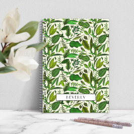 Cuaderno Monograma Botánico Verde Moderno