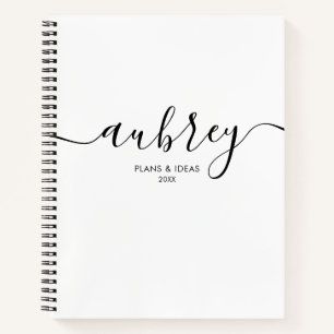 Cuaderno Monograma brillante caligrafía elegante blanco