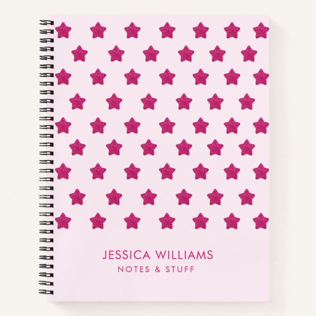 Cuaderno Monograma brillante rosa caliente lindo (Anverso)