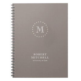 Cuaderno Monograma Brown Elegant Profesional 80 p Portátil