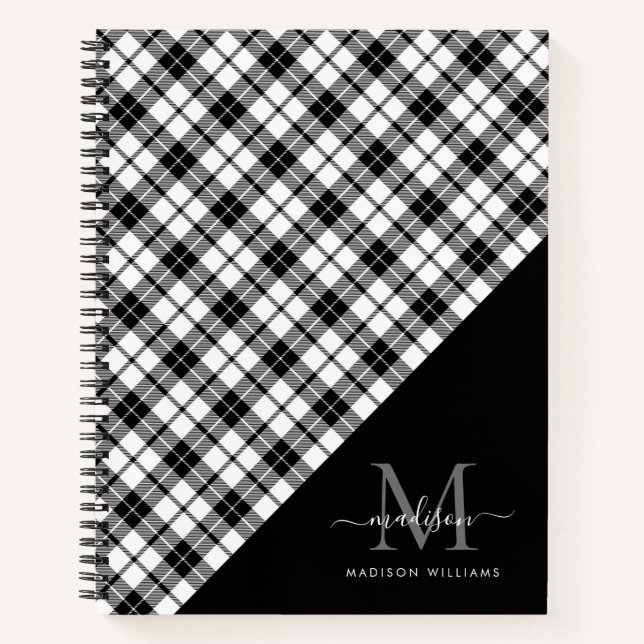 Cuaderno Monograma Búfalo Blanco Negro Tocado Guión Girator (Anverso)