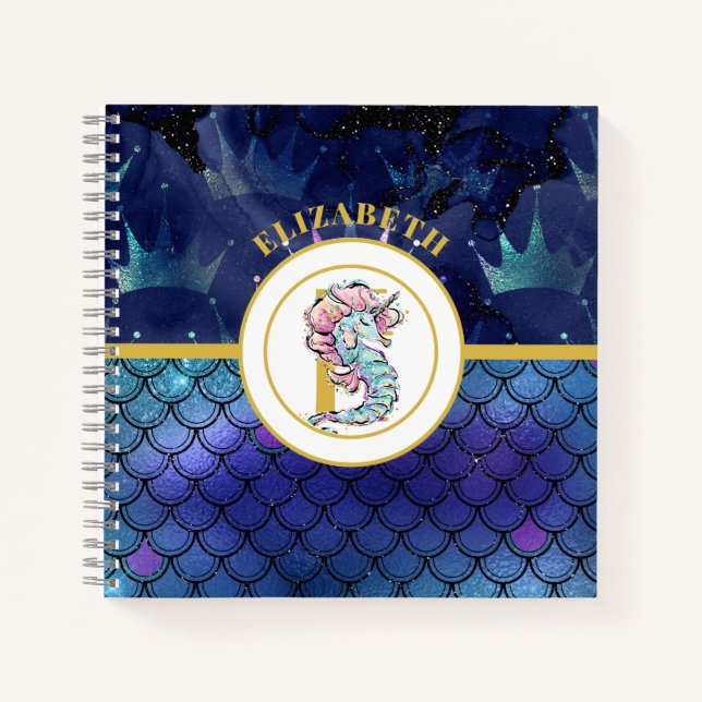 Cuaderno Monograma caballito de mar de Unicornio (Anverso)