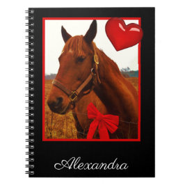 Cuaderno Monograma Caballo con corazón rojo y arco