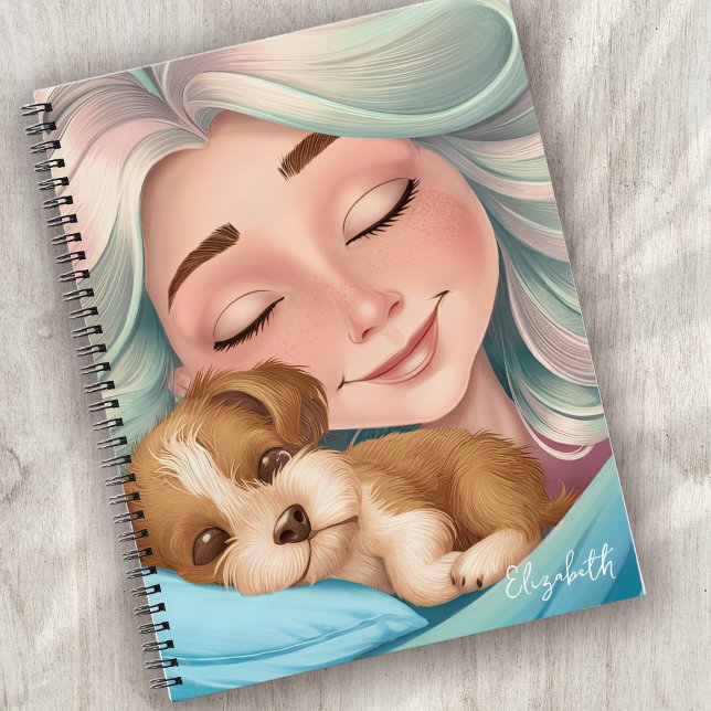 Cuaderno Monograma Cachorro de una mujer durmiendo (Subido por el creador)