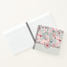 Cuaderno Monograma Cactus Flores De Moneda Rosa