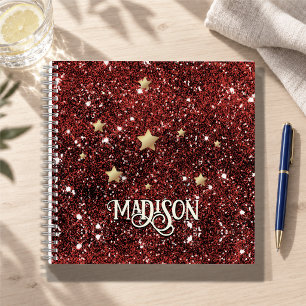 Cuaderno Monograma caprichosa chic roja negra brillo