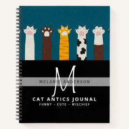 Cuaderno Monograma CAT Paws Para Portátiles De Revista Pens