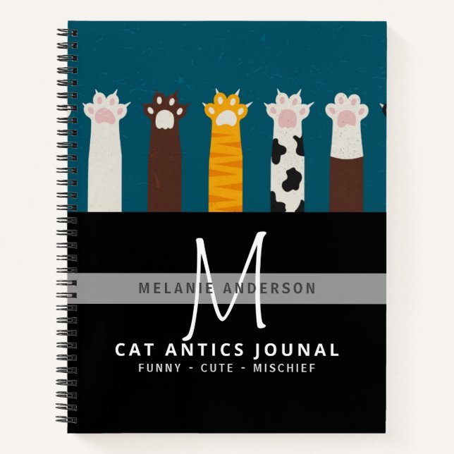 Cuaderno Monograma CAT Paws Para Portátiles De Revista Pens (Anverso)