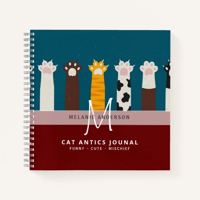 Cuaderno Monograma CAT Paws Para Portátiles De Revista Pens (Anverso)