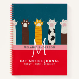 Cuaderno Monograma CAT Paws Para Portátiles De Revista Pens