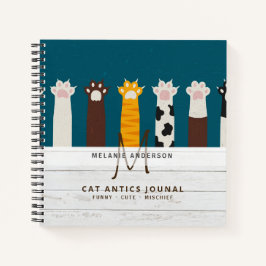 Cuaderno Monograma CAT Paws Para Portátiles De Revista Pens
