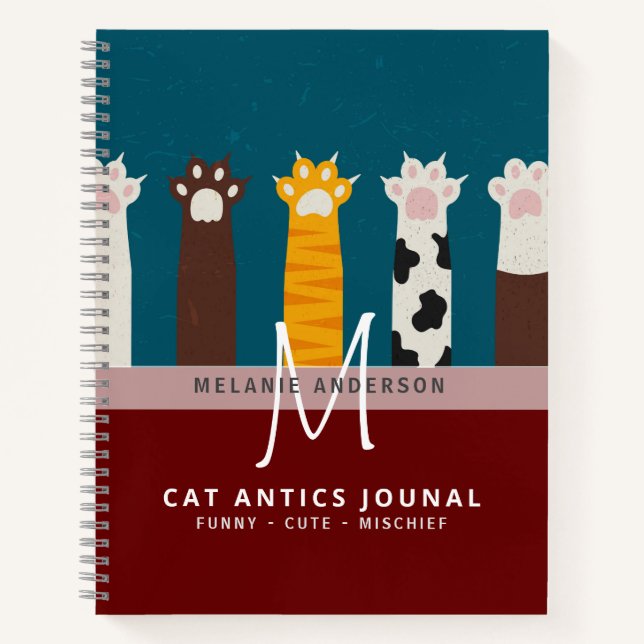 Cuaderno Monograma CAT Paws Para Portátiles De Revista Pens (Anverso)