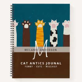 Cuaderno Monograma CAT Paws Para Portátiles De Revista Pens