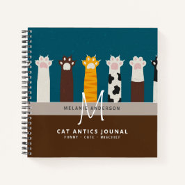 Cuaderno Monograma CAT Paws Para Portátiles De Revista Pens