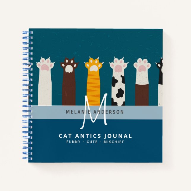 Cuaderno Monograma CAT Paws Para Portátiles De Revista Pens (Anverso)