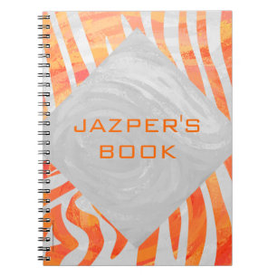 Cuaderno Monograma cebra Naranja y blanco