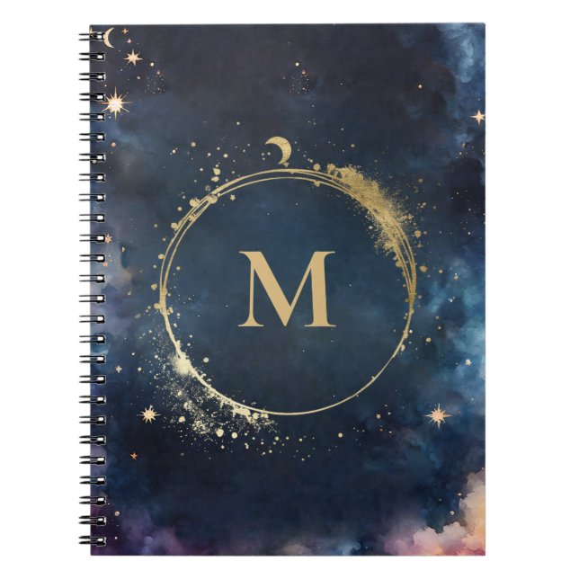 Cuaderno Monograma Celestial Galaxia Azul Galaxia Cielo Pla (Frente)