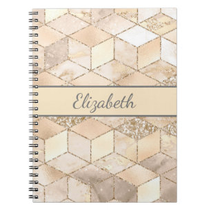 Cuaderno Monograma Champagne Purpurina Gray Peach Geométric