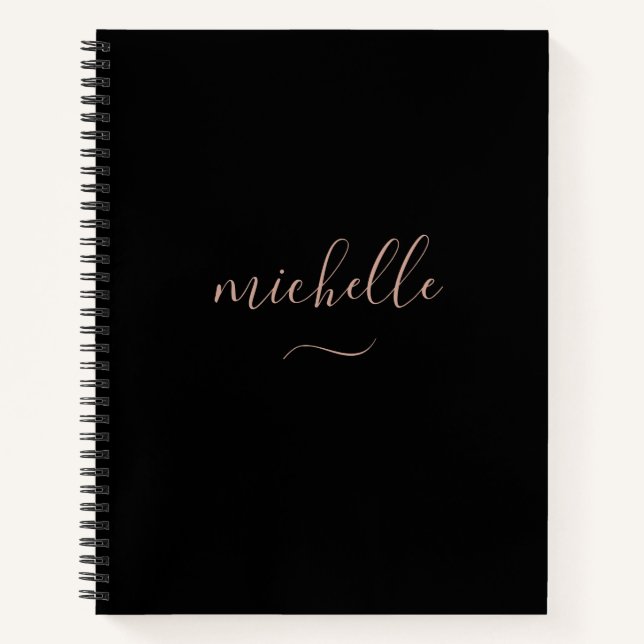 Cuaderno Monograma Chic Negro Script Dorado (Anverso)
