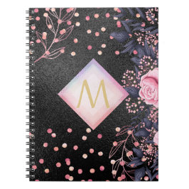 Cuaderno Monograma Chica de Purpurina metalúrgico rosado RO