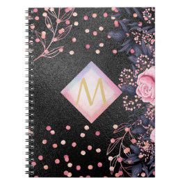 Cuaderno Monograma Chica de Purpurina metalúrgico rosado RO