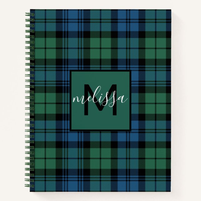 Cuaderno Monograma Clan Campbell Tartan Plaid Añadir Su Nom (Anverso)