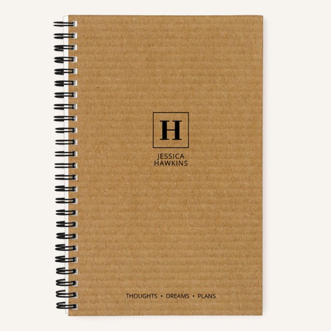 Cuaderno Monograma Clásico de Cartón Ondulado Marrón (Anverso)