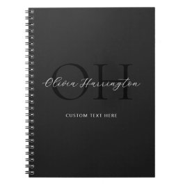 Cuaderno Monograma clásico de escritura moderna en blanco y