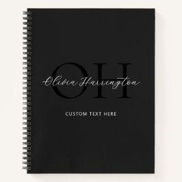 Cuaderno Monograma clásico de escritura moderna en blanco y