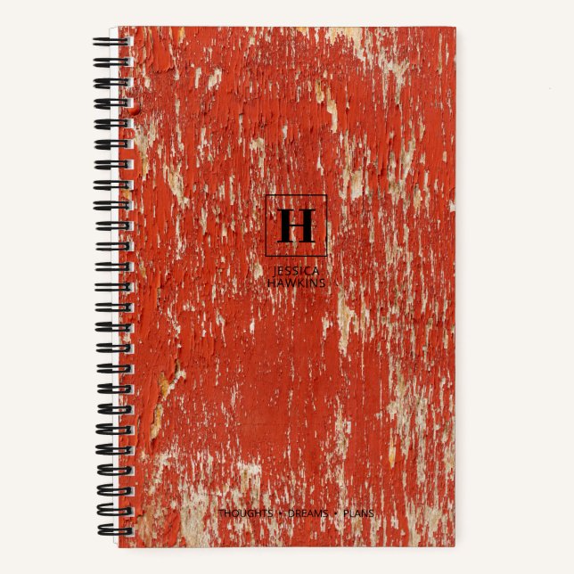 Cuaderno Monograma Clásico de Madera Pintada de Rojo Desgas (Anverso)