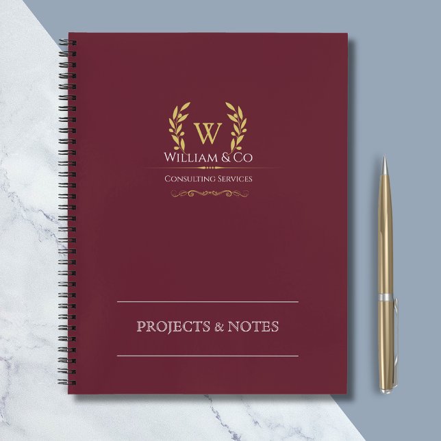 Cuaderno Monograma clásico de oro de la flor de laurel de B (Subido por el creador)