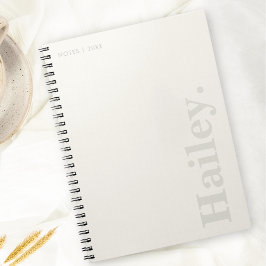 Cuaderno Monograma Clásico Elegante Mínimo Marfil Nombre Bl
