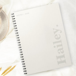 Cuaderno Monograma Clásico Elegante Mínimo Marfil Nombre Bl