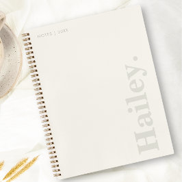 Cuaderno Monograma Clásico Elegante Mínimo Marfil Nombre Bl