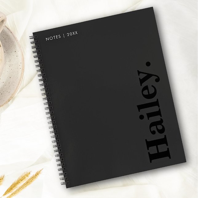 Cuaderno Monograma Clásico Elegante Nombre Mínimo Negro (Subido por el creador)