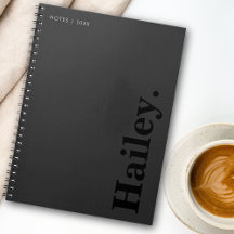 Monograma Clásico Elegante Nombre Mínimo Negro