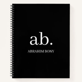 Cuaderno Monograma Clásico Minimalista en Blanco y Negro