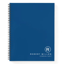 Monograma clásico personalizado azul y blanco inic