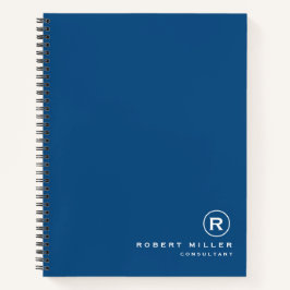 Cuaderno Monograma clásico personalizado azul y blanco inic