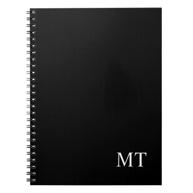 Cuaderno Monograma clásico personalizado negro (Frente)