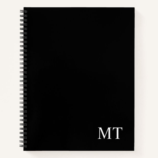 Cuaderno Monograma clásico personalizado negro (Anverso)