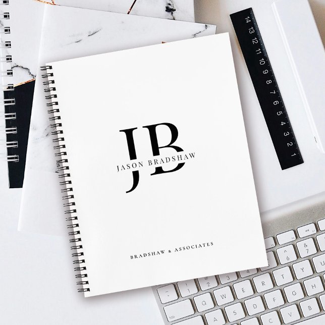 Cuaderno Monograma Clásico Profesional y Nombre (Personalize with your initials, name and company name.)