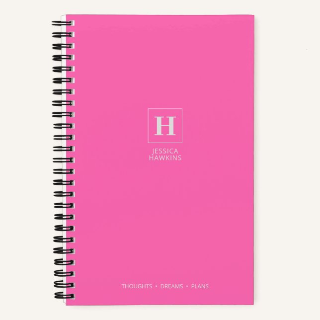 Cuaderno Monograma Clásico Rosa Brillante (Anverso)