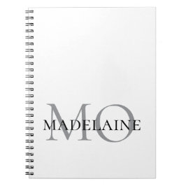 Cuaderno Monograma Color Blanco Plata Personal