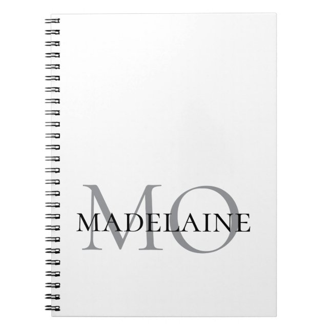Cuaderno  Monograma  Color Blanco Plata Personal  (Frente)