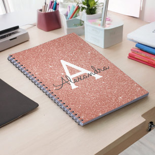 Cuaderno Monograma con Brillo Rosa Dorado