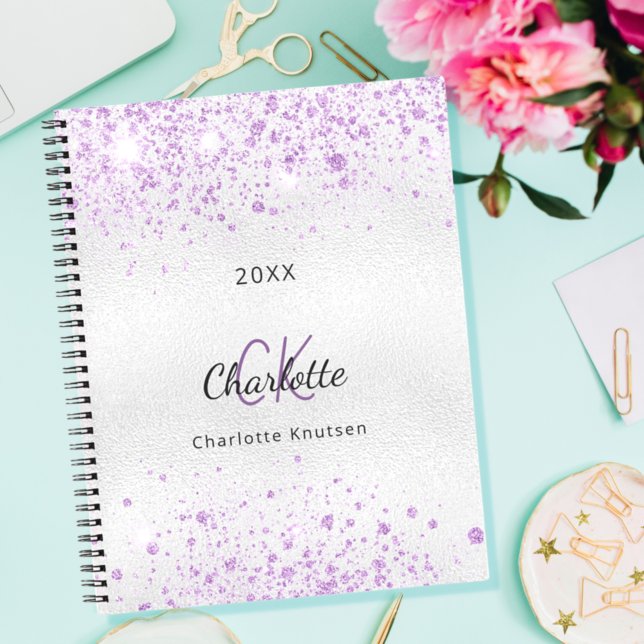 Cuaderno Monograma con el nombre de polvo del purpurina púr (Subido por el creador)