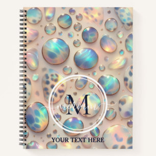 Cuaderno Monograma con Estampado de Leopardo Ópalo